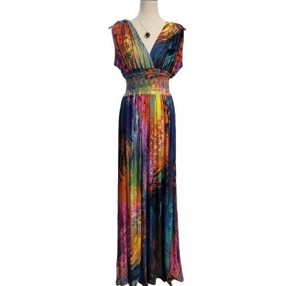 1181)Monica Fashion Women's Sleeveless Boho,Vneck, Backless, Maxi Dress Size 3XL - Picture 2 of 13